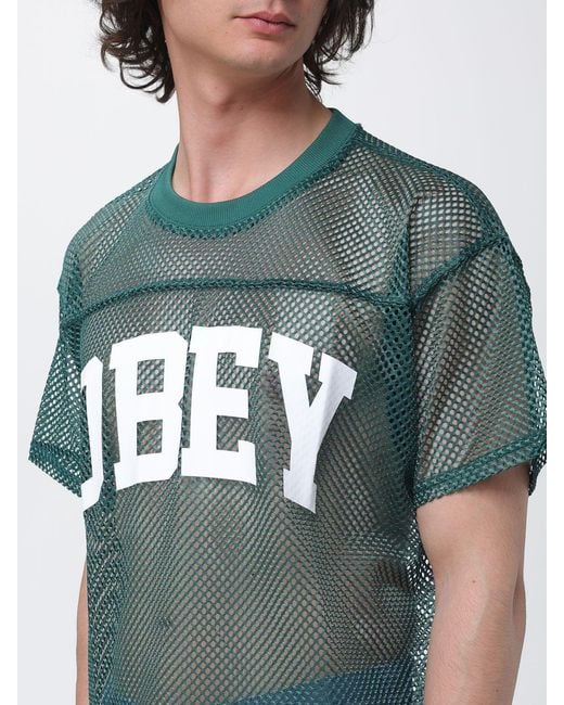 Obey Green Mesh T-Shirt With Logo for men