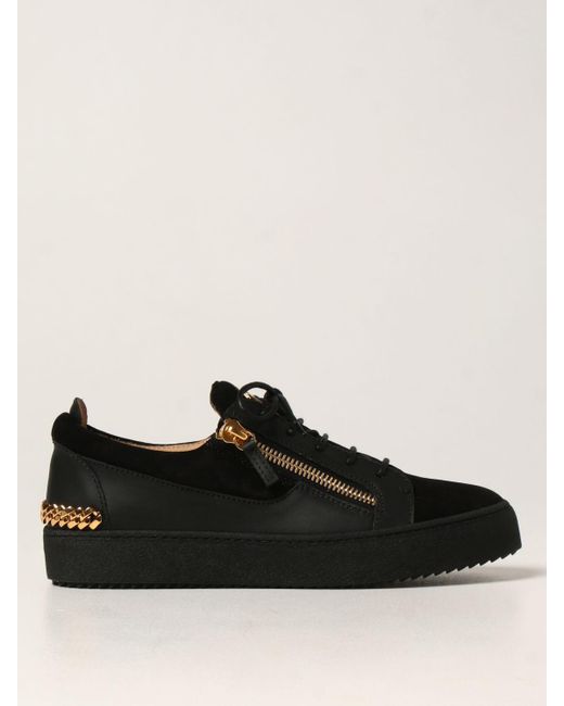 giuseppe zanotti mens black sneakers