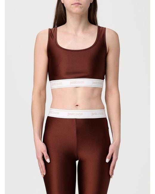Just Cavalli Red Stretch Technical Fabric Crop Top