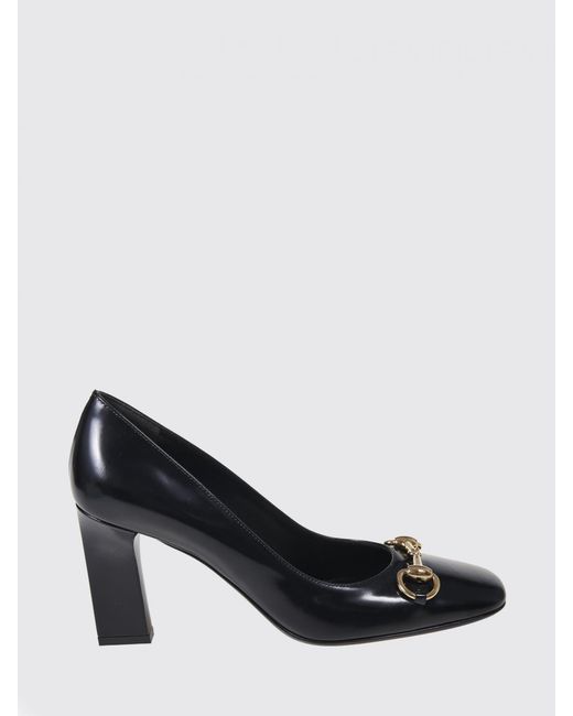 Gucci Black Brushed Leather Signora Pumps