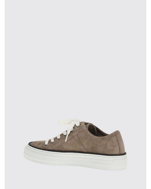 Brunello Cucinelli White Suede Sneakers With Monile