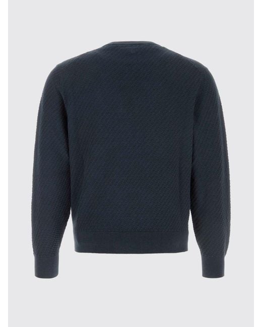 Canali Blue Cotton And Silk Sweater for men