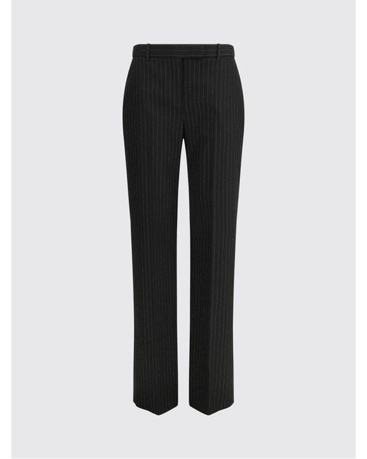 McQueen Black Pinstriped Wool Tailored Trousers