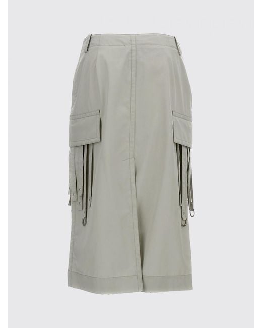 DURAZZI MILANO Gray Midi Cotton Cargo Skirt With Side Pockets