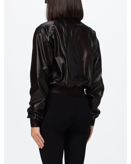 Gucci Black Nappa Leather Bomber Jacket With High Collar And Zip Closure