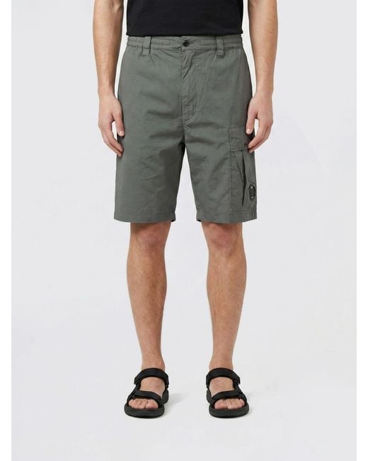 C P Company Green Stretch Cotton Blend Cargo Shorts for men