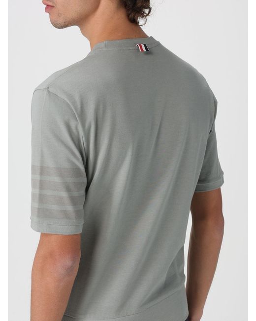 Thom Browne Gray Bar Cotton T-Shirt for men