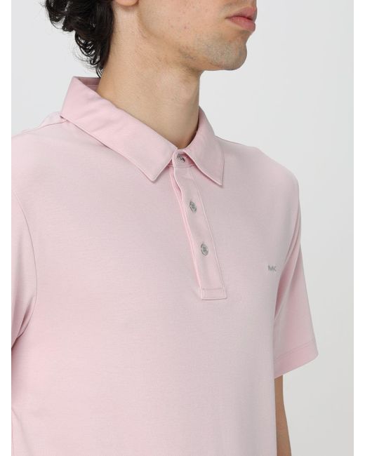 Polo Michael in cotone con logo ricamato di Michael Kors in Pink da Uomo