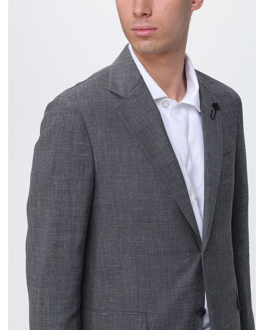 Lardini Gray Single-Breasted Wool And Silk Suit for men