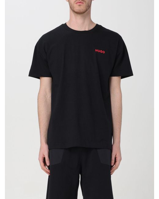 T-shirt in cotone di HUGO in Black da Uomo