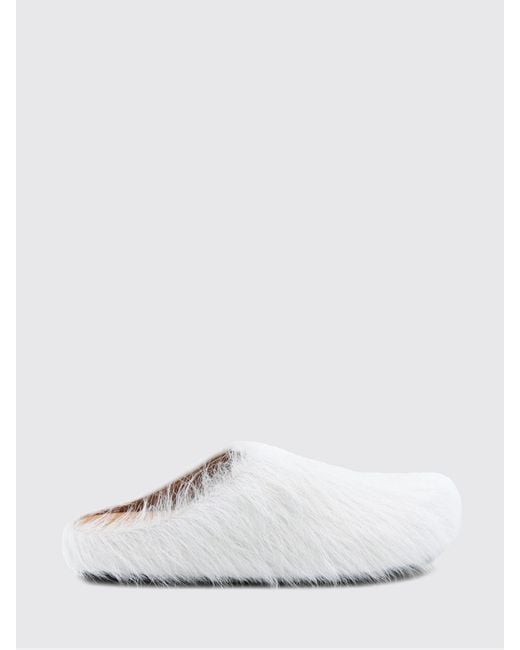 Marni White Calf Hair Mules