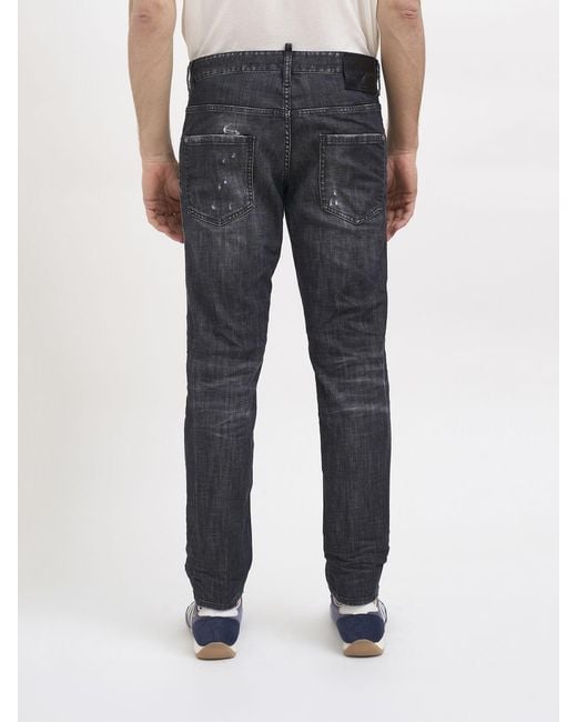 DSquared² Blue Straight Used Stretch Cotton Jeans for men
