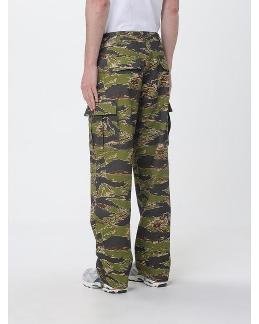 ICECREAM Green Camouflage Cotton Cargo Trousers for men