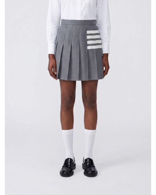 Thom Browne Gray 4-Bar Pleated Wool Mini Skirt