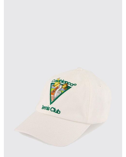 Casablanca White Cotton Baseball Cap With Embroidered Logo And Adjustable Strap for men