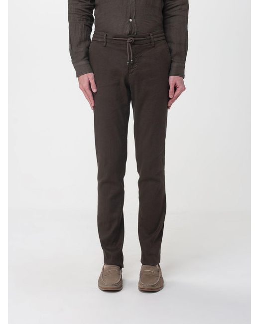 Mason's Black Linen And Cotton Blend Drawstring Trousers for men