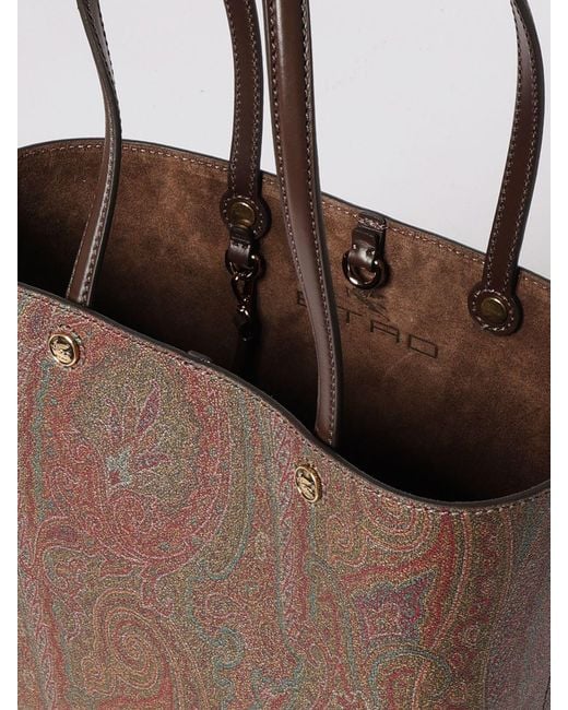 Etro Brown Essential Paisley Print Coated Cotton Bag