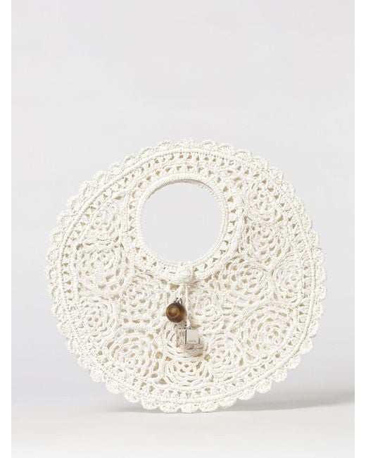 Jacquemus Natural Le Petit Rond Spiaggia Crochet Raffia Bag