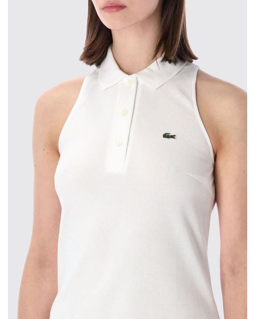 Lacoste White Off-The-Shoulder Stretch Cotton Mini Polo Dress