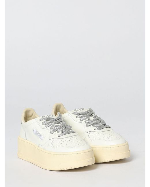 Autry Natural Medalist Platform Leather Sneakers