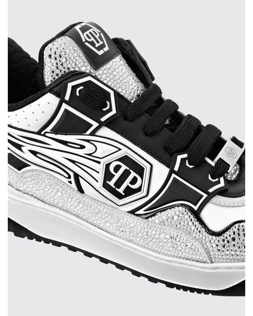 Philipp Plein White Leather And Rubber Rhinestone Sneakers for men