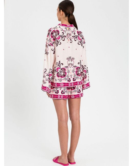 Twinset Pink Liberty Cotton Kaftan
