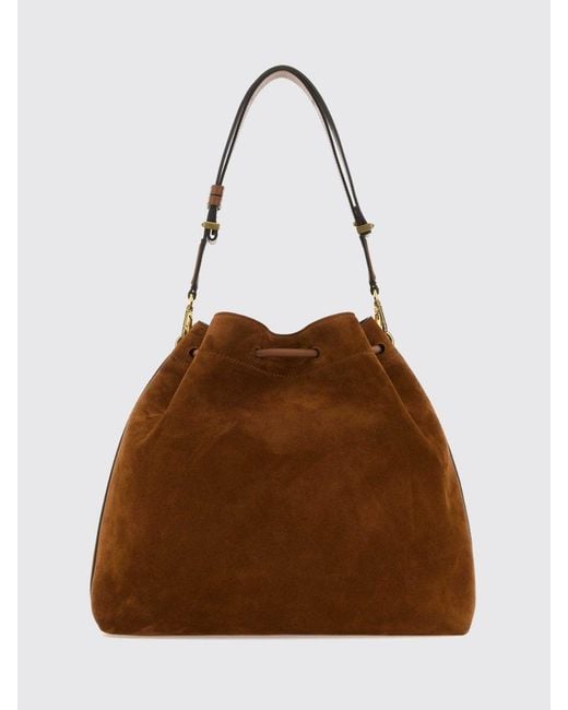 Jimmy Choo Brown Cinch Leather Bucket Bag With Removable Handle