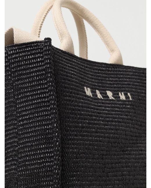 Marni Black Leather Hobo Bag