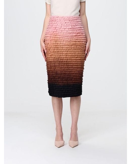 Elisabetta Franchi Multicolor Shaded Polyester Pencil Skirt