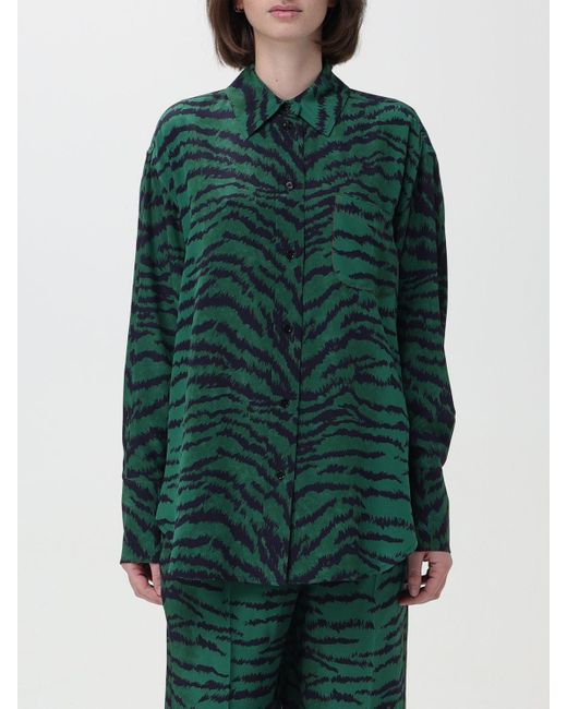 Camicia in seta animalier di Victoria Beckham in Green