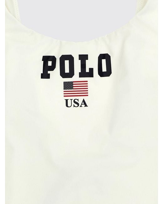 Polo Ralph Lauren White Recycled Polyester One-Piece Swimsuit