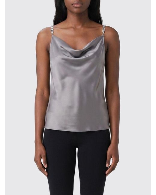 Patrizia Pepe Gray Silk Top With Rhinestones
