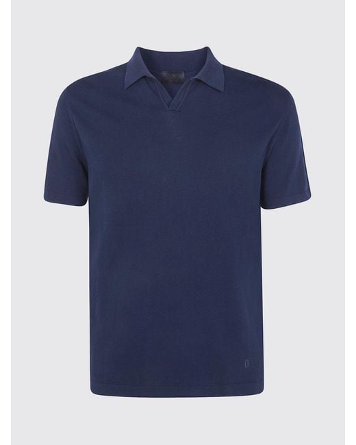 Dondup Blue Cotton Knit Polo Shirt for men