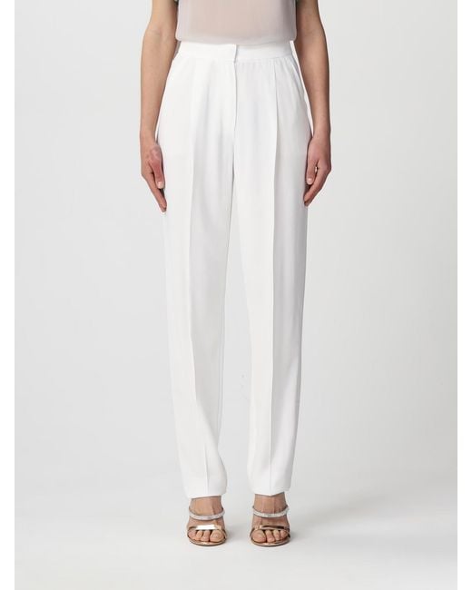 Emporio Armani White Pants In Viscose Blend