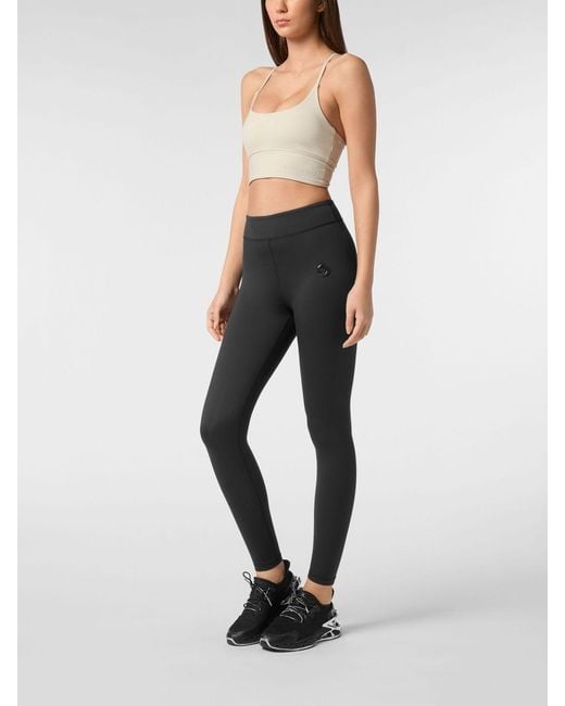 Philipp Plein Blue Technical Stretch Fabric Leggings