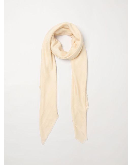 Elisabetta Franchi Natural Viscose Blend Scarf With Jacquard Logo