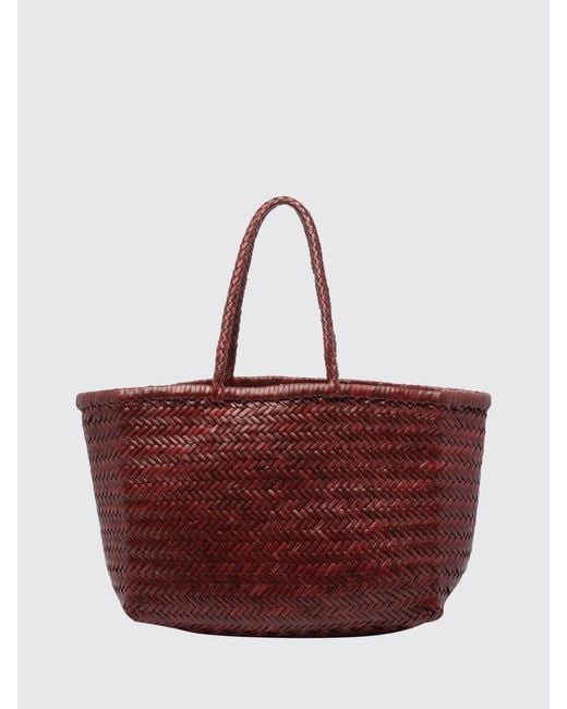 Dragon Diffusion Red Woven Leather Handbag With Double Handle