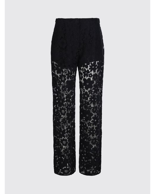 Fendi Black High-Waisted Straight-Leg Lace Palazzo Trousers