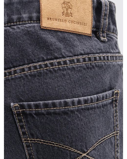 Brunello Cucinelli Blue Cotton Denim Slim Fit Jeans for men
