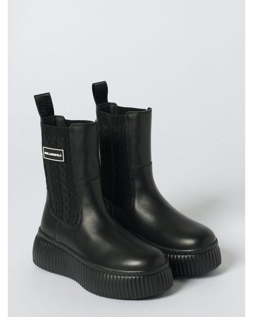 Karl Lagerfeld Black Flat Ankle Boots