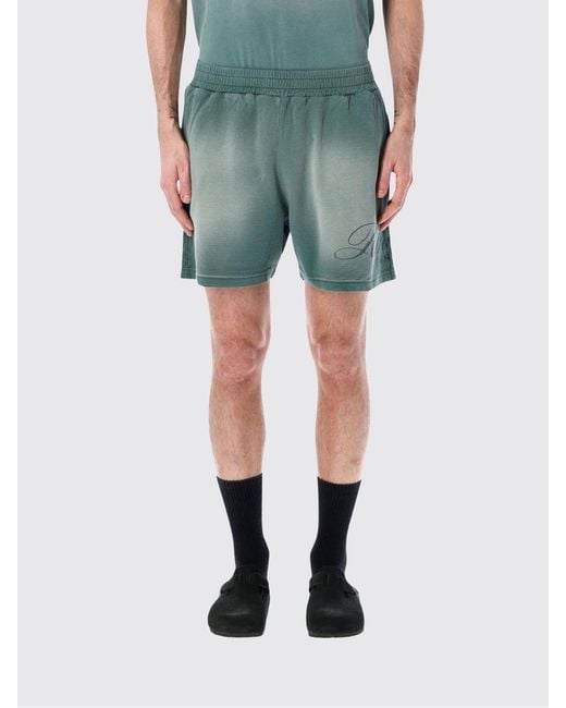 Represent Green Cotton Logo Jogging Shorts for men