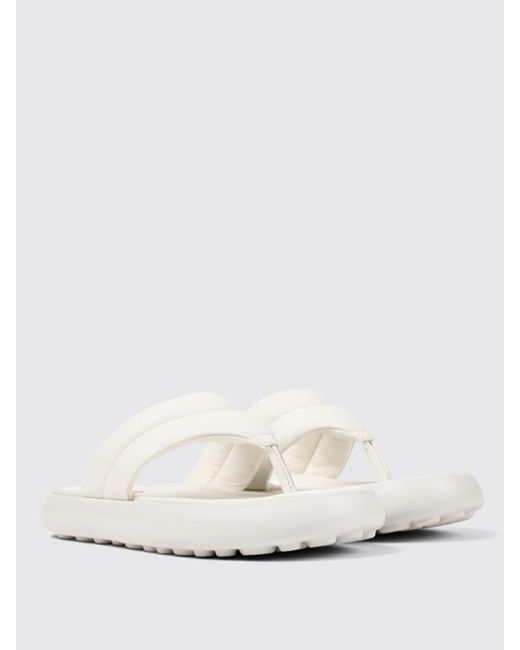 Camper White Flat Sandals