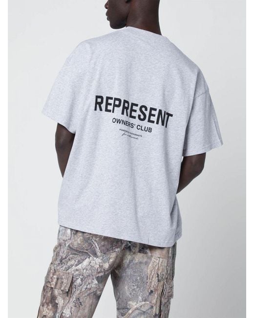 Represent Gray Cotton Logo T-Shirt for men