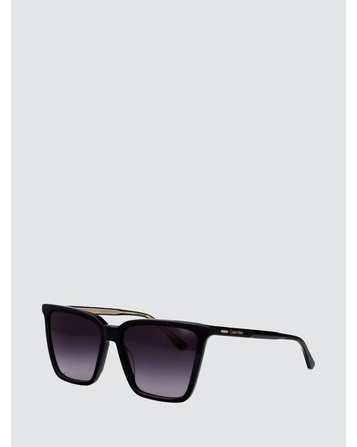 Calvin Klein White Acetate Cat-Eye Sunglasses With Logo