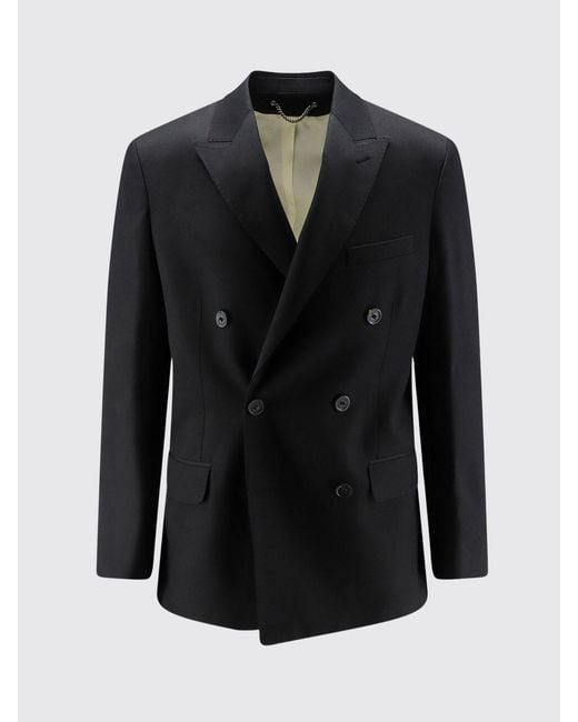 Golden Goose Deluxe Brand Blue Double-Breasted Wool Blazer With Peak Lapels for men