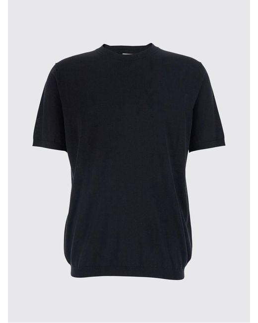Kangra Black Cotton And Silk Crew Neck Knitwear for men