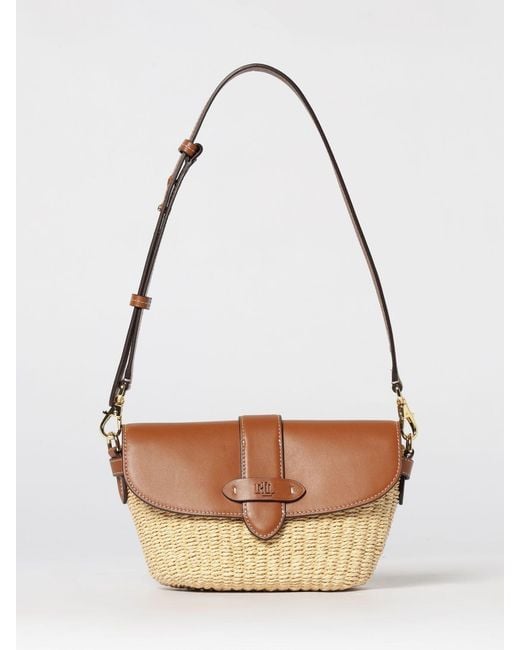Ralph Lauren White Raffia And Leather Lynden Bag