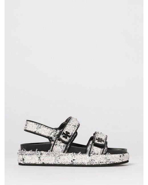 Tory Burch White Tweed Sandal
