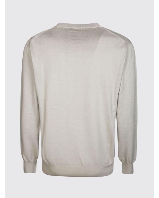 Altea Gray Cotton And Cashmere Crew-Neck Jumper With Ribbed Trims for men