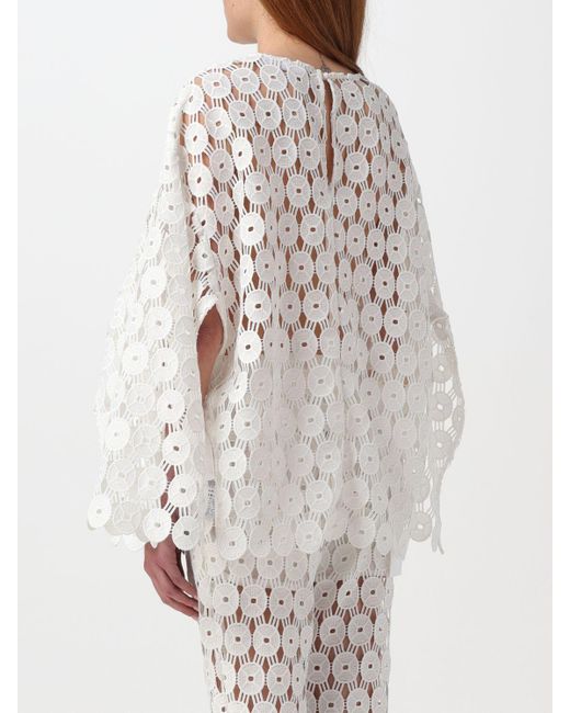 Blusa in macramè di Erika Cavallini Semi Couture in White